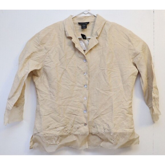 Silkland Shirt Blouse Silk Linen Button Up Top NWT Fairy Cottagecore - Picture 1 of 9